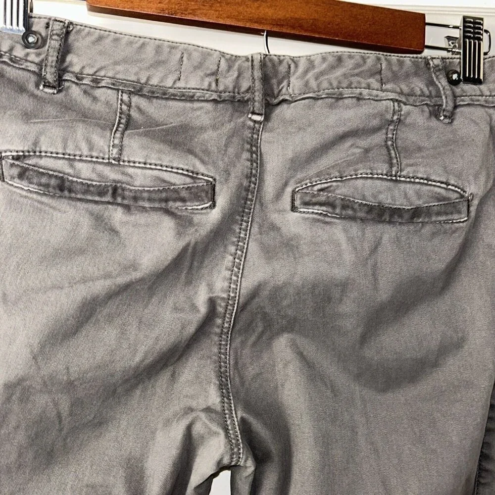 Anthropologie Pilcro Gray Zipper Velvet Moto Straight Leg Ankle Jeans Size 4
